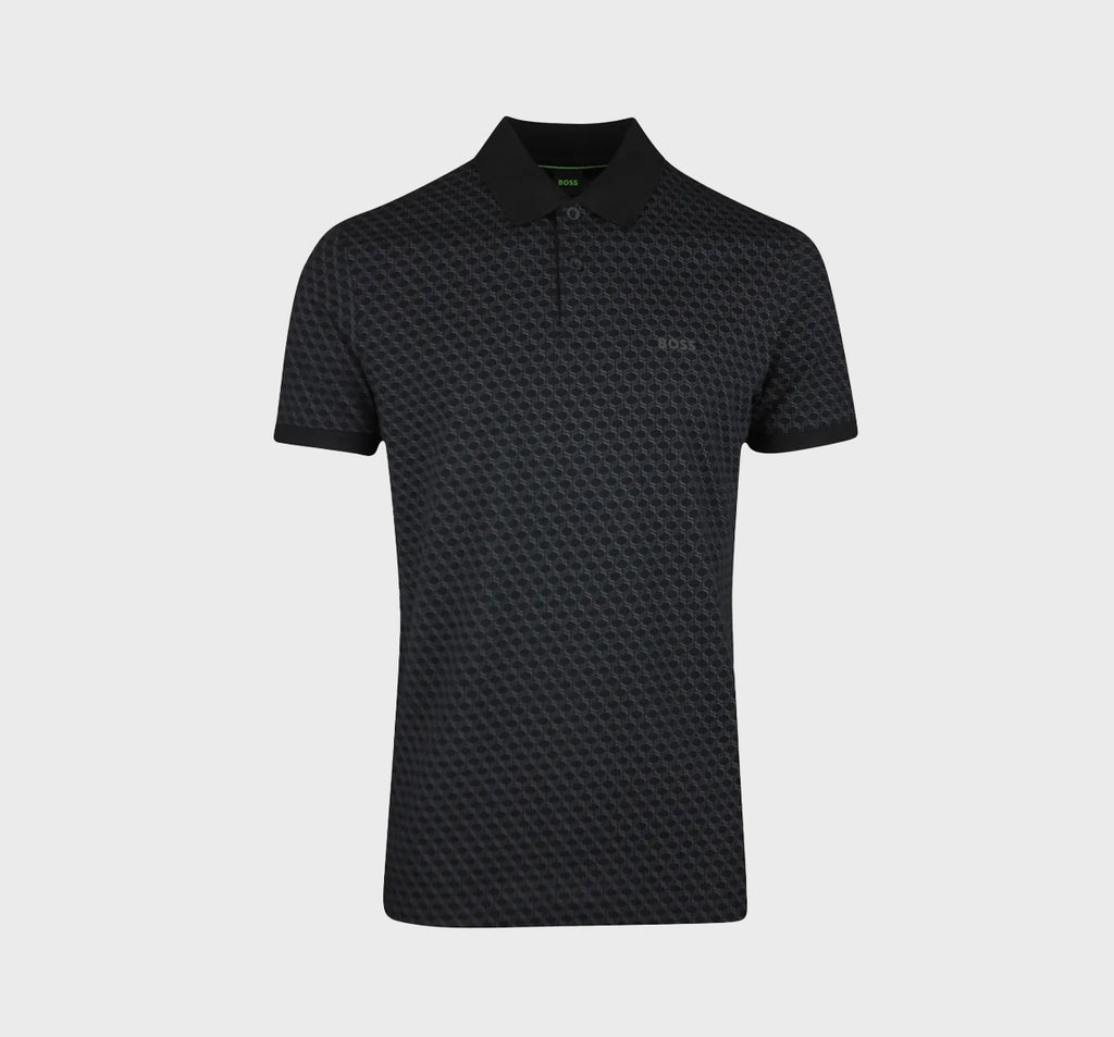 Polo Boss estampado de piqué NEGRO