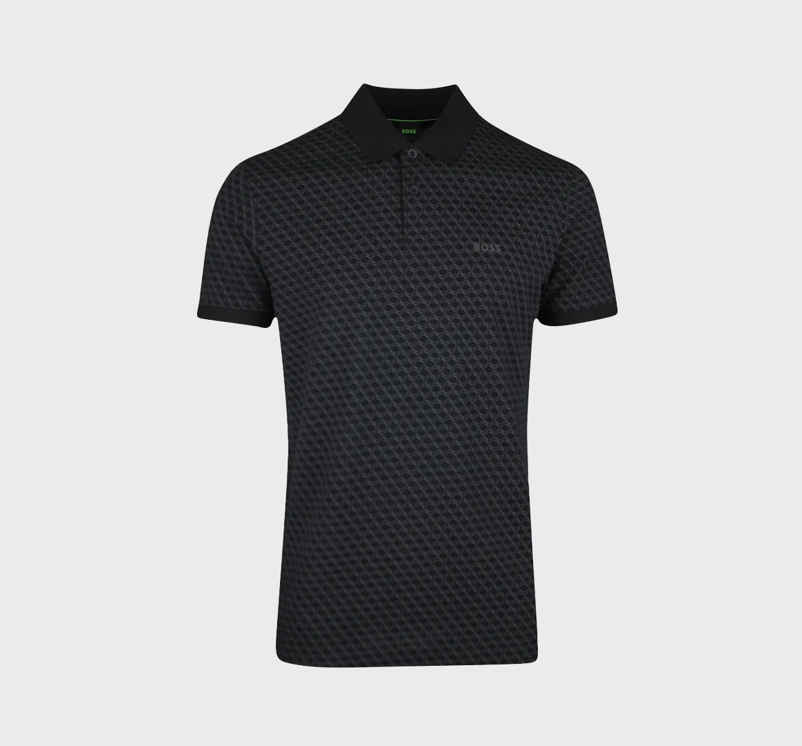 Polo Boss estampado de piqué NEGRO