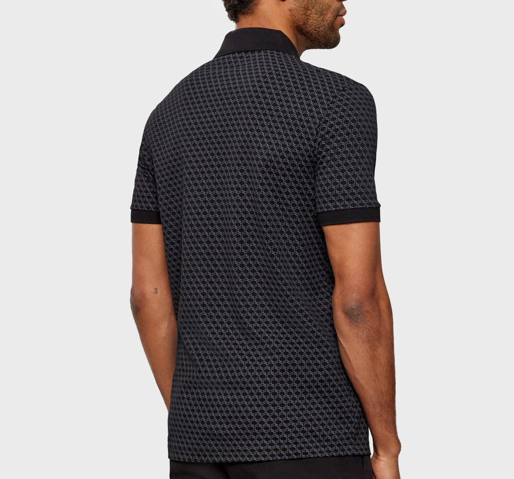 Polo Boss estampado de piqué NEGRO